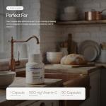 Vitamin C Capsules by Metabolics | 500mg Vitamin C Per Capsule Providing 625% NRV | Pot of 90 Capsules Suitable for Vegans & Vegetarians- No Additives or Flowing Agents