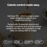 Protein Works | Diet Meal 360 - GOLD Innovation, Diet Meal Replacement Shake, Supports Weight Loss, 24 Vitamins & Minerals, Added Flaxseed, Inulin, Omega 3, Banana Smooth, 14 Meals, 1kg