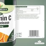 Natures Aid Vitamin C 1000mg Time Release - High Strength with Bioflavonoids - Supports Immunity, Bones & Heart - Antioxidant - Vegan, Gluten-Free, Non-GMO Supplement – 180 Tablets