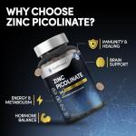 Zinc Picolinate 3-in-1, High Strength 92mg - Zinc Picolate, Glycinate and Malate with Added Copper Glycinate - Immune Support, Hair, Skin & Nails - (4 Month Supply) - 120 Tablets by HealthEssent