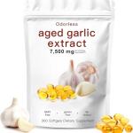 Aged Garlic Extract - 300 Count 7500mg Odorless Organic Garlic, 2 Years Aged Garlic Extract Serum, Vegetarian, Antioxidant Wellness