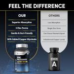 Zinc Picolinate 3-in-1, High Strength 92mg - Zinc Picolate, Glycinate and Malate with Added Copper Glycinate - Immune Support, Hair, Skin & Nails - (4 Month Supply) - 120 Tablets by HealthEssent