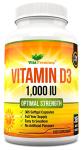 Vitamin D 1,000 IU, Optimal Strength Vitamin D3 Supplement, 365 Easy to Swallow Softgels - Full Year Supply
