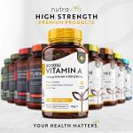 Vitamin A 8,000IU – 365 Softgels – VIT A Supplement for Normal Skin, Eyes & Immune System – No Soybean or Fish Liver Oil – 2400μg Vitamin A Capsules not Tablets – Made in the UK by Nutravita