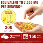 Aged Garlic Extract, 7500mg Odourless Aged Garlic Extract, 300 Softgels, 24 Month Daily Wellness Support,15:1 Concentrated Natural Black Garlic Capsules Supplement for Men and Women