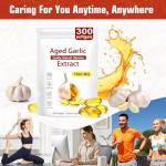 Aged Garlic Extract, 7500mg Odourless Aged Garlic Extract, 300 Softgels, 24 Month Daily Wellness Support,15:1 Concentrated Natural Black Garlic Capsules Supplement for Men and Women
