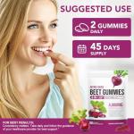 Beetroot Gummies, 4000mg Organic Beetroot Extract Supplement High-Concentration 8 in 1 Beetroot Supplement with Vitamin C, B12 CoQ10 Grape Seed Extracts, Boost Energy Levels & Heart Health 90Chews