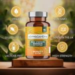 Ashwagandha 5000mg 180 Tablets (2x90), High Strength Ashwagandha- 6 Months Supply, Pure Ashwagandha, Vegan, Made in UK.