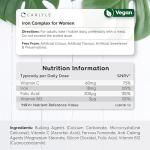 Iron Tablets 18mg | High Strength for Women | with Vitamin B12, Vitamin C and Folic Acid | 100% NRV Iron Complex | 90 Vegan Tablets | by Carlyle