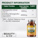 Ashwagandha 5000mg 180 Tablets (2x90), High Strength Ashwagandha- 6 Months Supply, Pure Ashwagandha, Vegan, Made in UK.