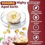 Aged Garlic Extract – 300 Softgels 4-in-1 9000mg Odorless Organic Garlic Supplement for Heart & Immune Support – Vegetarian, Non-GMO, All-Natural Softgels, 2-Year Matured for Antioxidant Wellness