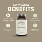 Dova Health Vitamin B Complex High Strength | All 8 B Vitamins + Myo - Inositol & Choline | B1-B2-B3-B5-B6-B9-B12-B7 (Biotin), Folate | Clean, No Additives or Fillers | Made in UK