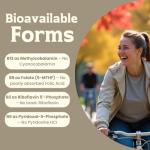 Dova Health Vitamin B Complex High Strength | All 8 B Vitamins + Myo - Inositol & Choline | B1-B2-B3-B5-B6-B9-B12-B7 (Biotin), Folate | Clean, No Additives or Fillers | Made in UK