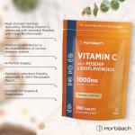 Vitamin C Complex with Rosehip and Bioflavnoids 1000mg | 180 Tablets | High Strength Supplement | Vegan and Vegetarian Friendly | By Horbaach