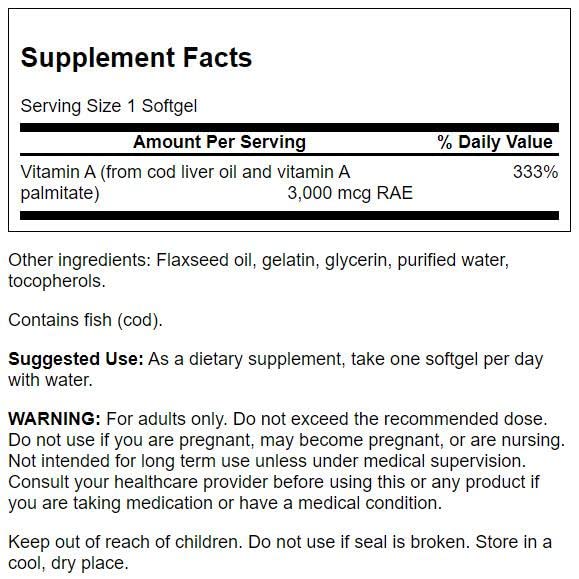 Swanson, Vitamin A 10,000 IU, 250 Weichkapseln