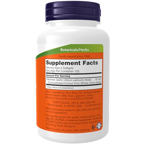 NOW Odorless Garlic Concentrated Extract Capsules (250)