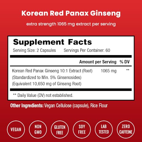 120 Vegan Capsules of NutraChamps Red Ginseng