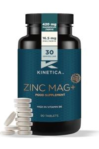 Kinetica Sports Zinc Mag+ | 420mg Magnesium, 16.5mg Zinc, 193μg Selenium & 4.8mg Vitamin B6/Serve, 30 Servings/90 Capsule Pack | 3 Capsules/Day| Scientifically Formulated Blend| Promotes Healthy Sleep