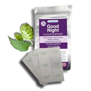 Natural Sleep Patches for Adults, Drug-Free Sleeping, Jet Lag Aid. Valerian, CBD Isolate, Passionflower & Hops, Overnight Sleep Support, Waterproof, Hypoallergenic, UK Made, 15 Nights’ Supply