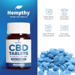 Hempthy CBD Tablets 1500mg: High Strength Cannabidiol Capsules for Pain Relief, Stress & Anxiety - Vegan, Gluten-Free CBD Capsules, CBD Edibles - CBD Anxiety & Pain - Made from Cannabidiol