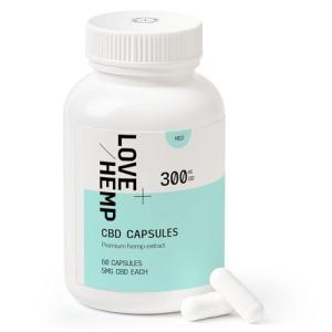 Love Hemp Capsules 60Pieces 300mg/Mild Strength 10mg per Tablet Made in UK- CBD Supplements with MCT Oil, Vegan & Gluten-Free CBD Capsules, Natural Daily Health Hemp Extract for Relaxation & Comfort