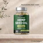 Hemp Seed Oil Capsules High Strength | 180 Softgels | 3000mg | Cold Pressed Supplement with Omega 3 6 and 9 | by Horbaach
