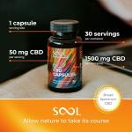 SOOL CBD Capsules 1500mg 30pcs | 50mg CBD per Capsule | Broad Spectrum CBD High Strength blendeed with Hemp Oil | CBD Oil Capsules | Cannabidiol CBD Oil for Pain, Stress & Anxiety Relief for Adults
