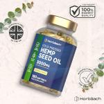 Hemp Seed Oil Capsules High Strength | 180 Softgels | 3000mg | Cold Pressed Supplement with Omega 3 6 and 9 | by Horbaach