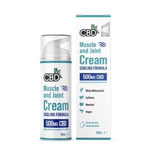 CBDfx 500mg CBD High Strength Muscle & Joint Cream with Caffeine, Menthol and White Willow Bark, Cooling CBD Cream, Cruelty Free, 50ml Hemp Cream