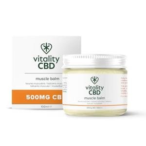 Vitality CBD Muscle Balm, High Strength 500mg of CBD, Natural, 100 ml - Improved Formula, NO THC