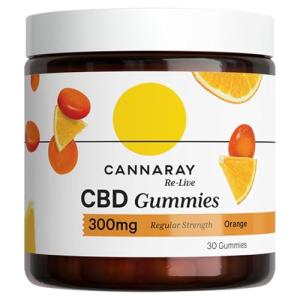 Cannaray CBD Gummies, 300mg | Delicious Natural Orange Edibles | Sleep Well | Feel Calm | Reduce Anxiety (30 Gummies)
