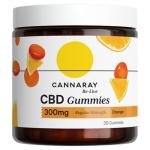 Cannaray CBD Gummies, 300mg | Delicious Natural Orange Edibles | Sleep Well | Feel Calm | Reduce Anxiety (30 Gummies)