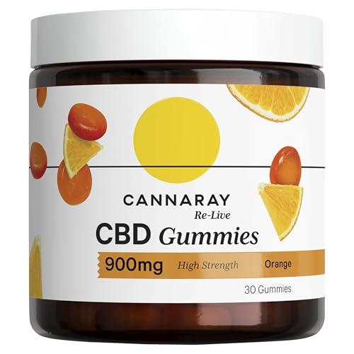 Cannaray CBD Gummies, 900mg | High Strength | Delicious Natural Orange | Sleep Well | Feel Calm | Reduce Anxiety (30 Gummies) (30 Gummies)