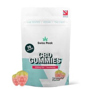 Swiss Peak, High-Strength 3200mg CBD Strawberry Flavoured Gummies, 70 Gummies Per Tub, Non-GMO, All Natural & No THC, Vegan, Gluten-Free | UK-Made