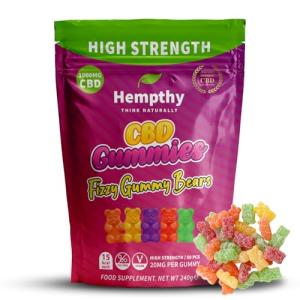 Hempthy High Strength CBD Gummies 1000mg, 20mg x 50 Gummies, HIGH Strength CBD Gummy Bears, 1000mg Total CBD, THC Free, Best UK CBD Gummy Bears, for Pain Relief, Stress Relief & Better Sleep