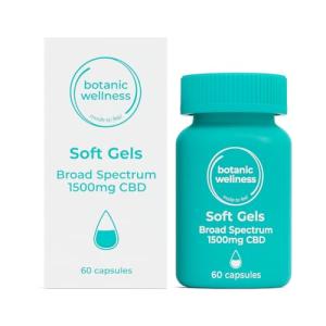 Botanic Wellness CBD Gel Capsules 1500MG (60 Soft Gels) – 25MG per Capsule – THC-Free, Gluten-Free – CBD Food Supplement – UK Tested & Manufactured