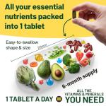 Vegan Multivitamins & Minerals with High Strength Vitamin B12, D3 & K2. 180 multivitamin Tablets - 6 Months Supply. Designed for Vegans & Vegetarians.