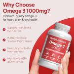 Pure Omega 3 1000mg Capsules | Supports Heart, Brain & Eye Health | Rich in Omega 3 Fatty Acids | 540mg of EPA and 360mg of DHA per Serving | 360 Capsules = 4 Months’ Supply | Made in The UK