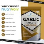 Garlic 10000mg High Strength Supplements Nutrition for Blood Pressure Support, Improved Heart Health, and Robust Immune System — Pack of 120 Healthcare Tablets