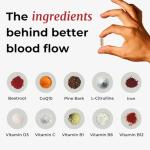 Blood Flow+ Nitric Oxide Booster Supplement - Beetroot, CoQ10, L-Citrulline & Pine Bark for Circulation, Heart Health & Blood Pressure Support - Beetroot for Energy & Stamina (90 Count)