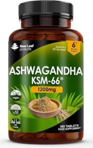 Ashwagandha KSM 66-365 (6 Months Supply) 1200mg Vegan Tablets Pure High Strength Root Extract - Ashwagandha KSM Tablets Supplement (not Capsules or Gummies) Non-GMO & UK Made (6 Months Supply)
