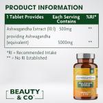 Ashwagandha 5000mg 90 Tablets, Super High Strength Ashwagandha- 3 Months Supply from Beauty & Co, Pure Ashwagandha, Vegan, Made in The UK.
