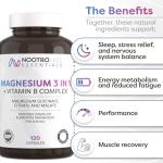 Nootro Essentials Magnesium 3-in-1 Capsules, High Strength Magnesium Supplement with Glycinate, Malate and Citrate for Sleep, Muscle & Digestive Support (60 Servings - 2 Capsules Daily)