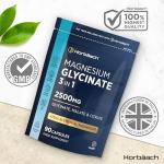 Magnesium Glycinate 3-in-1 Complex - 2500mg Supplements as Bisglycinate, Citrate & Malate | 90 Vegan Capsules, Triple High Absorption 425mg Elemental | by Horbaach