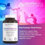 Nootro Essentials Magnesium 3-in-1 Capsules, High Strength Magnesium Supplement with Glycinate, Malate and Citrate for Sleep, Muscle & Digestive Support (60 Servings - 2 Capsules Daily)