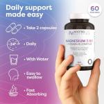 Nootro Essentials Magnesium 3-in-1 Capsules, High Strength Magnesium Supplement with Glycinate, Malate and Citrate for Sleep, Muscle & Digestive Support (60 Servings - 2 Capsules Daily)