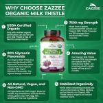 Zazzee Organic Milk Thistle Extract Capsules 7500 mg