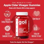 Goli Apple Cider Vinegar Gummies | Digestion, Gut Health & Appetite | Vitamin B12, Gelatin-Free, Gluten-Free, Vegan & Non-GMO | Taste The Apple, Not The Vinegar | 60 Gummies