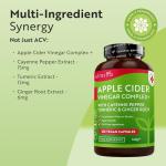 Nutravita Apple Cider Vinegar Capsules with Cayenne Pepper, Turmeric and Ginger Root - 180 Vegan Capsules Made from UK Grown Apples - Raw Unfiltered ACV - 1033mg Daily Dosage - Made in The UK