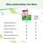 LULUTOX Original Detox Tea - Herbal Blend with Dandelion, Ginseng, and Ginger - Supports A Healthy Weight, Digestive Health - Vegan, All Natural, Laxative-Free - Peach Flavor (28 Servings)